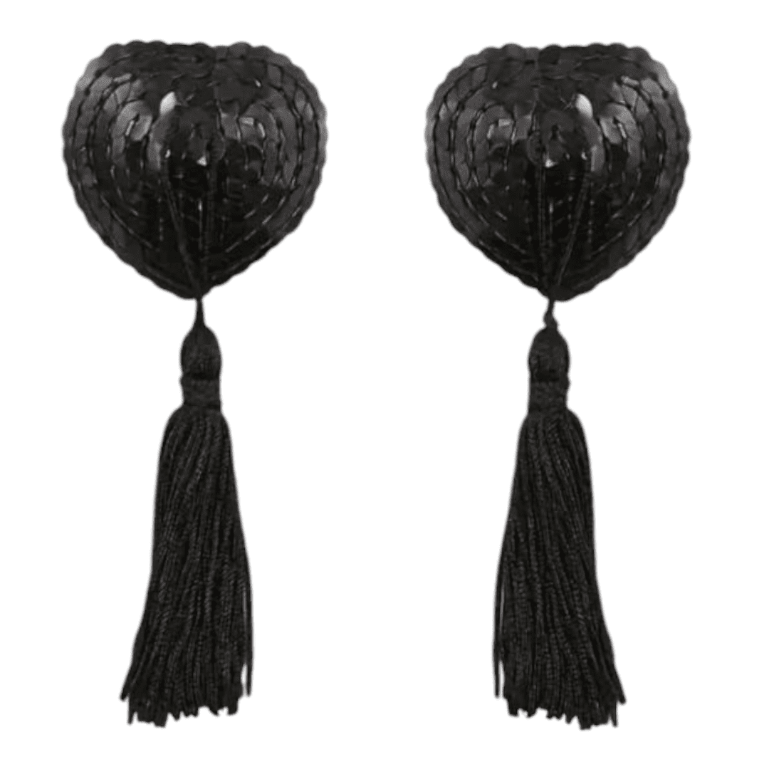 Pezoneras Corazón Lentejuelas Con Borlas Sexy Burlesque Nipple Covers