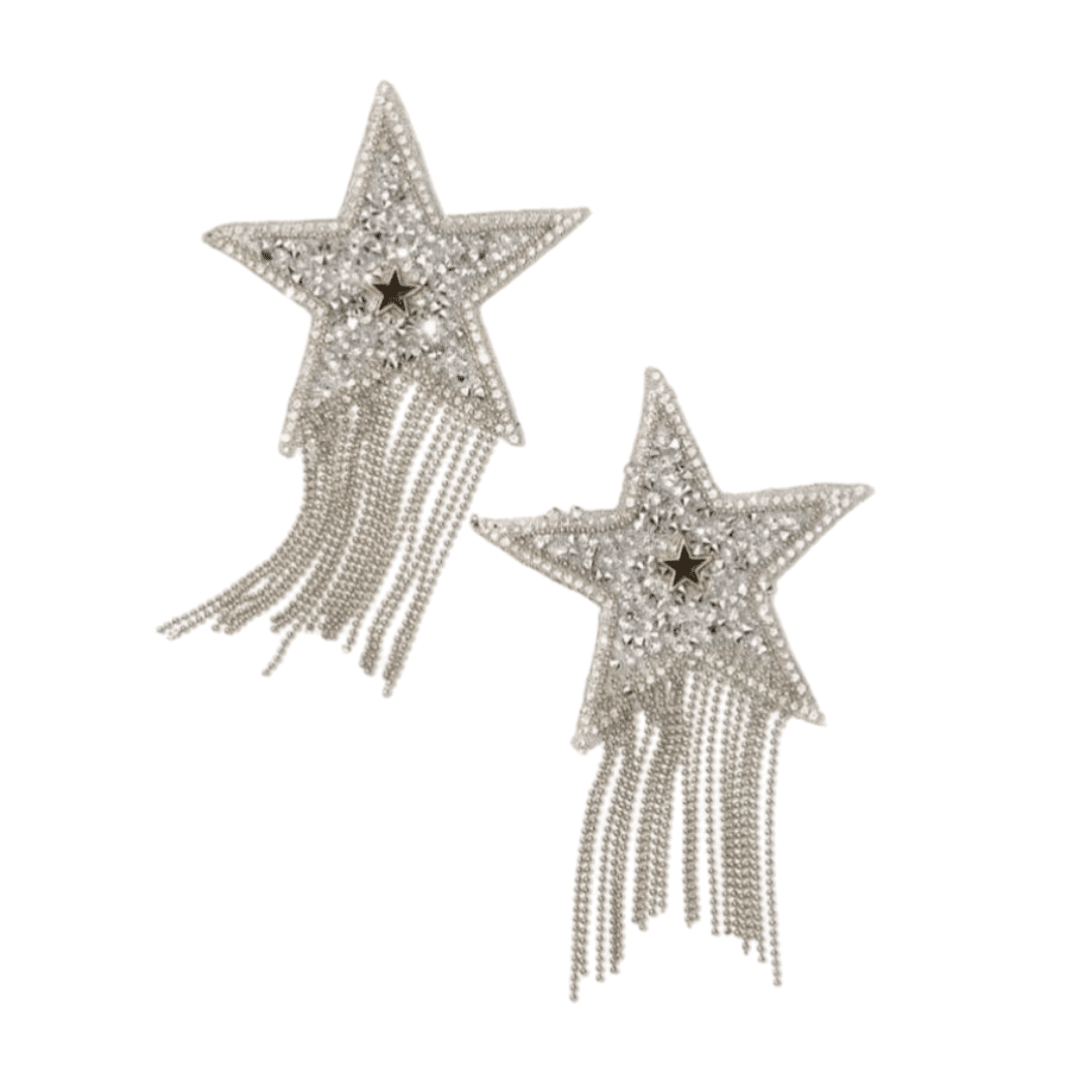 Pezoneras Adhesivas de Estrella con Brillantes y Flecos de Strass - Lencería Sexy