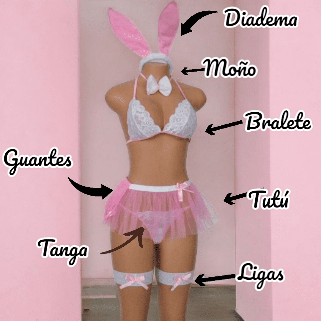 Disfraz Sexy Conejita Bunny Conjunto de Lencería y accesorios
