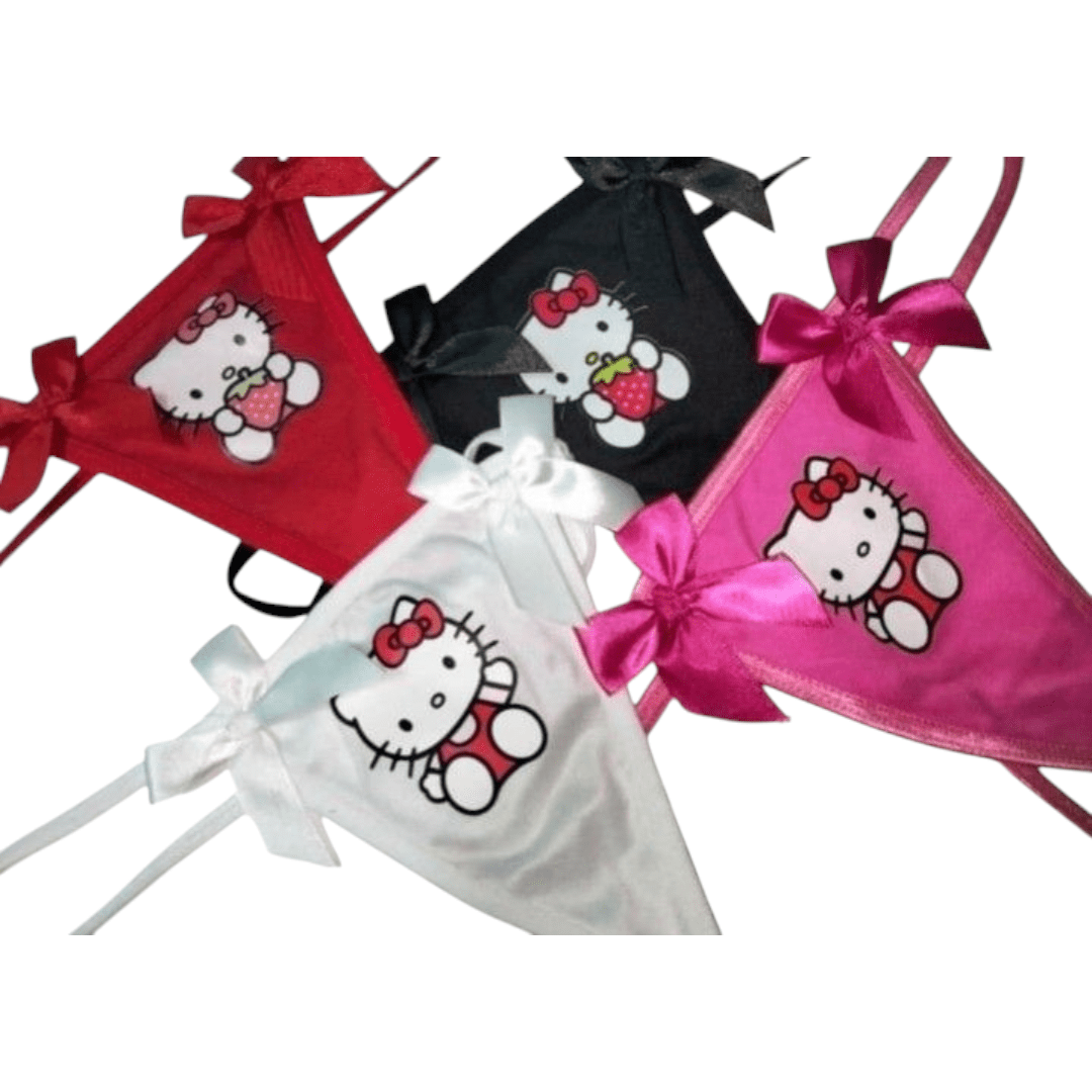 Pack 4 Tangas De Licra Algodón Hello Kitty Con Moños Coquette
