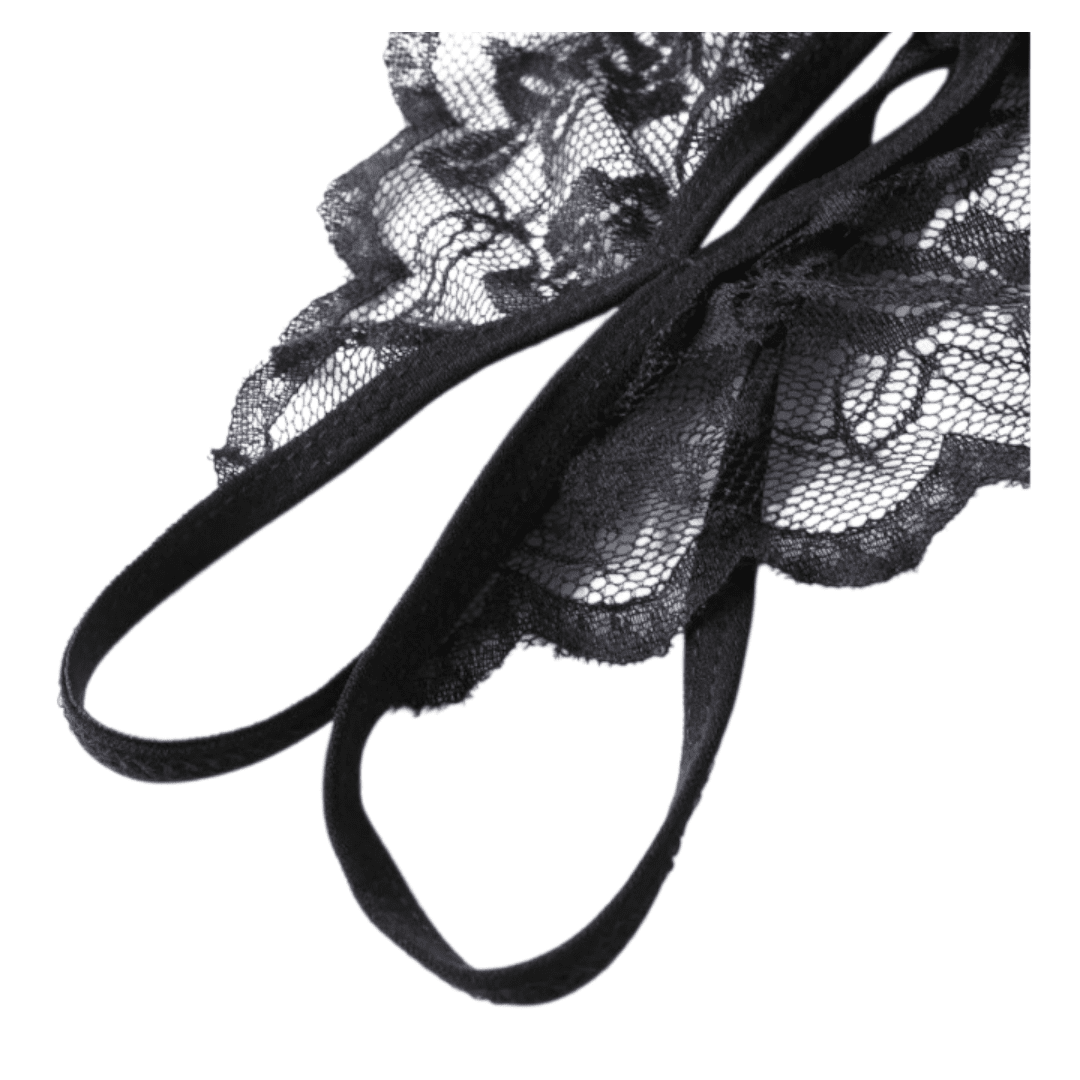 Tanga de Encaje con Abertura Frontal y Diseño de Mariposa - Sexy Lencería Femenina