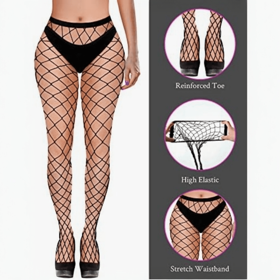 Pantimedias de Red de Rombo Grande - Estilo Sexy y Elegante