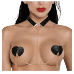 Cubre Pezones Sexy con Cadena y Collar Choker: Pezoneras de Corazón Lencería Erótica y Accesorios para Mujer.