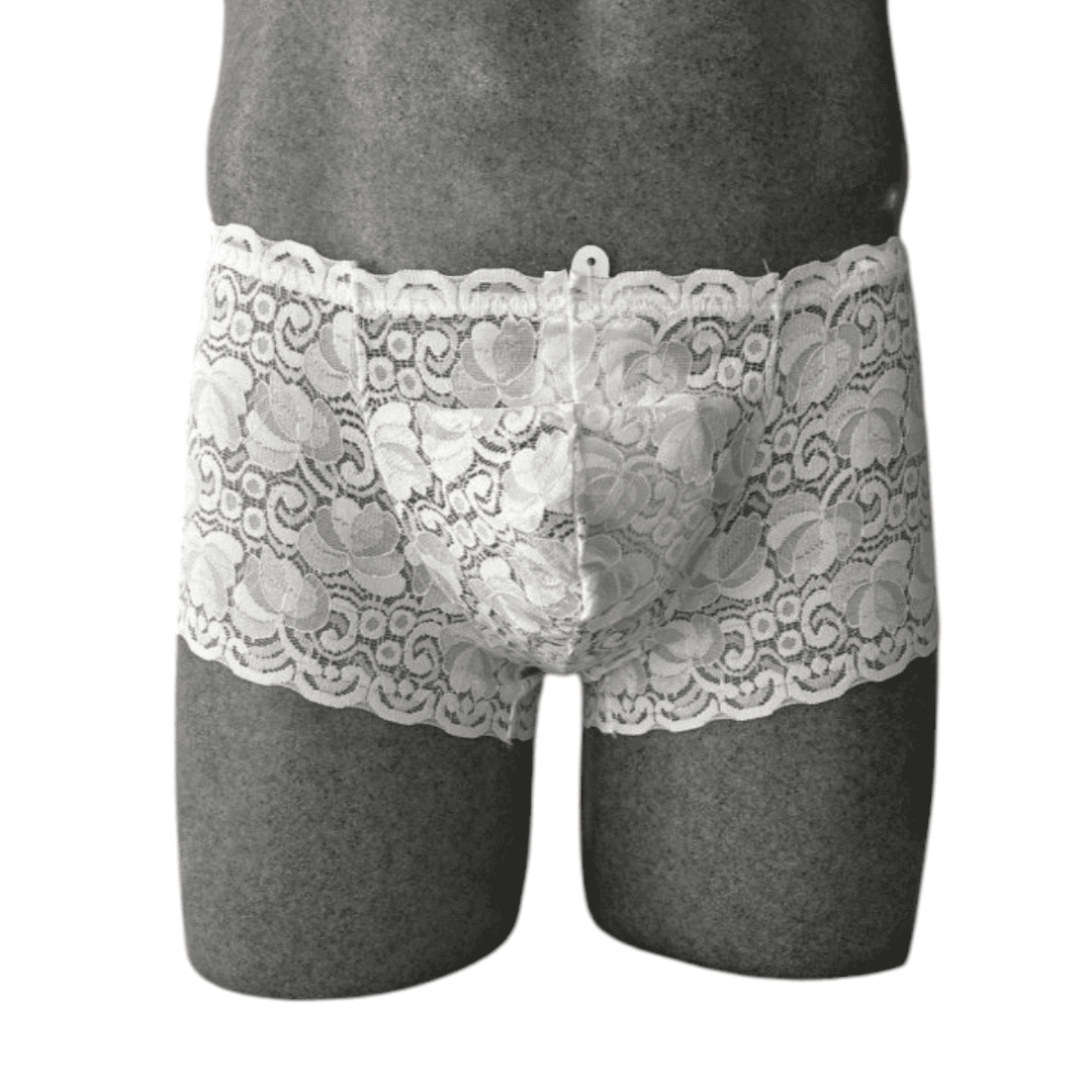 Pack de 3 Bóxers de Encaje Floral para Hombre - Ropa Interior Erótica y Elegante (Negro, Rojo, Blanco)