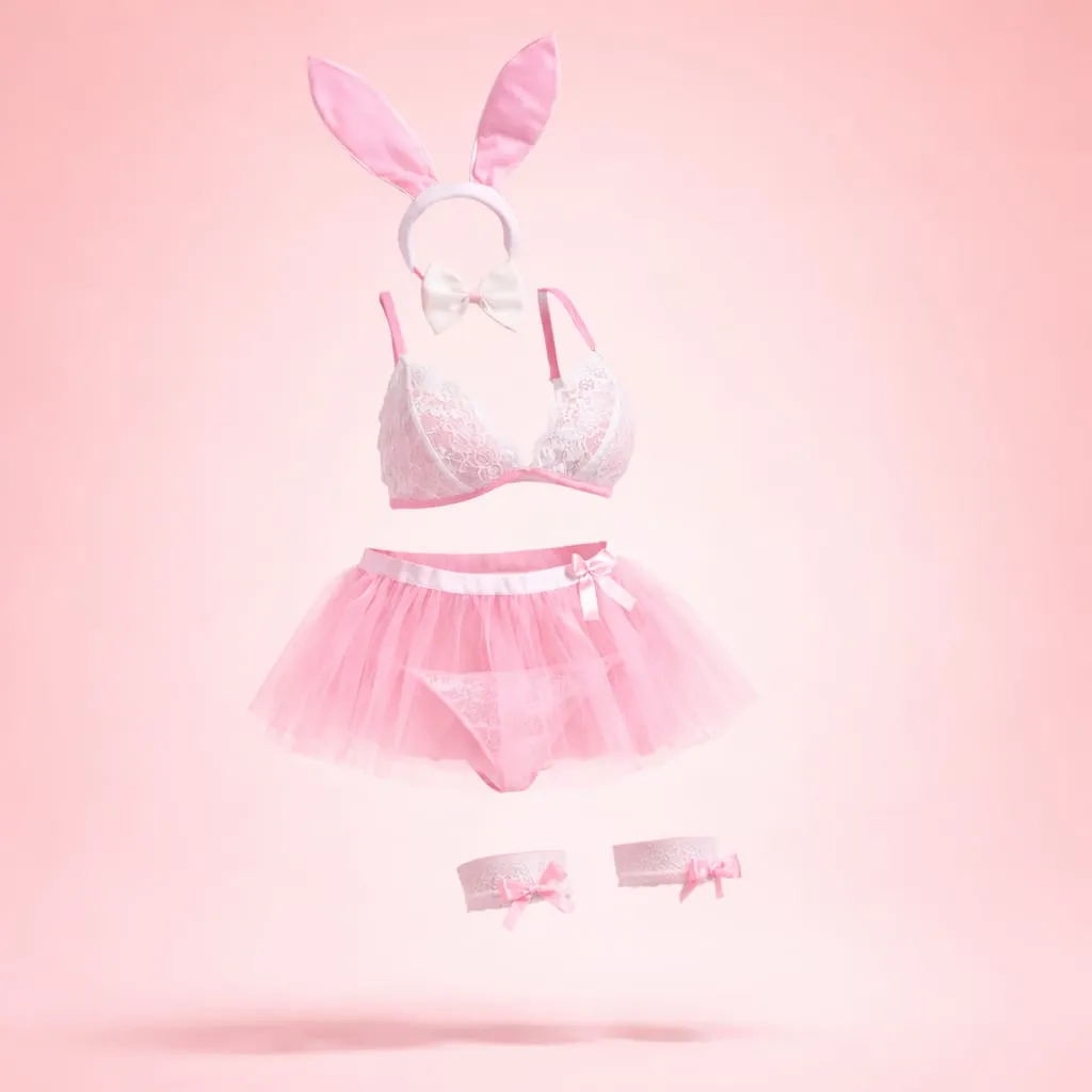 Disfraz Sexy Conejita Bunny Conjunto de Lencería y accesorios