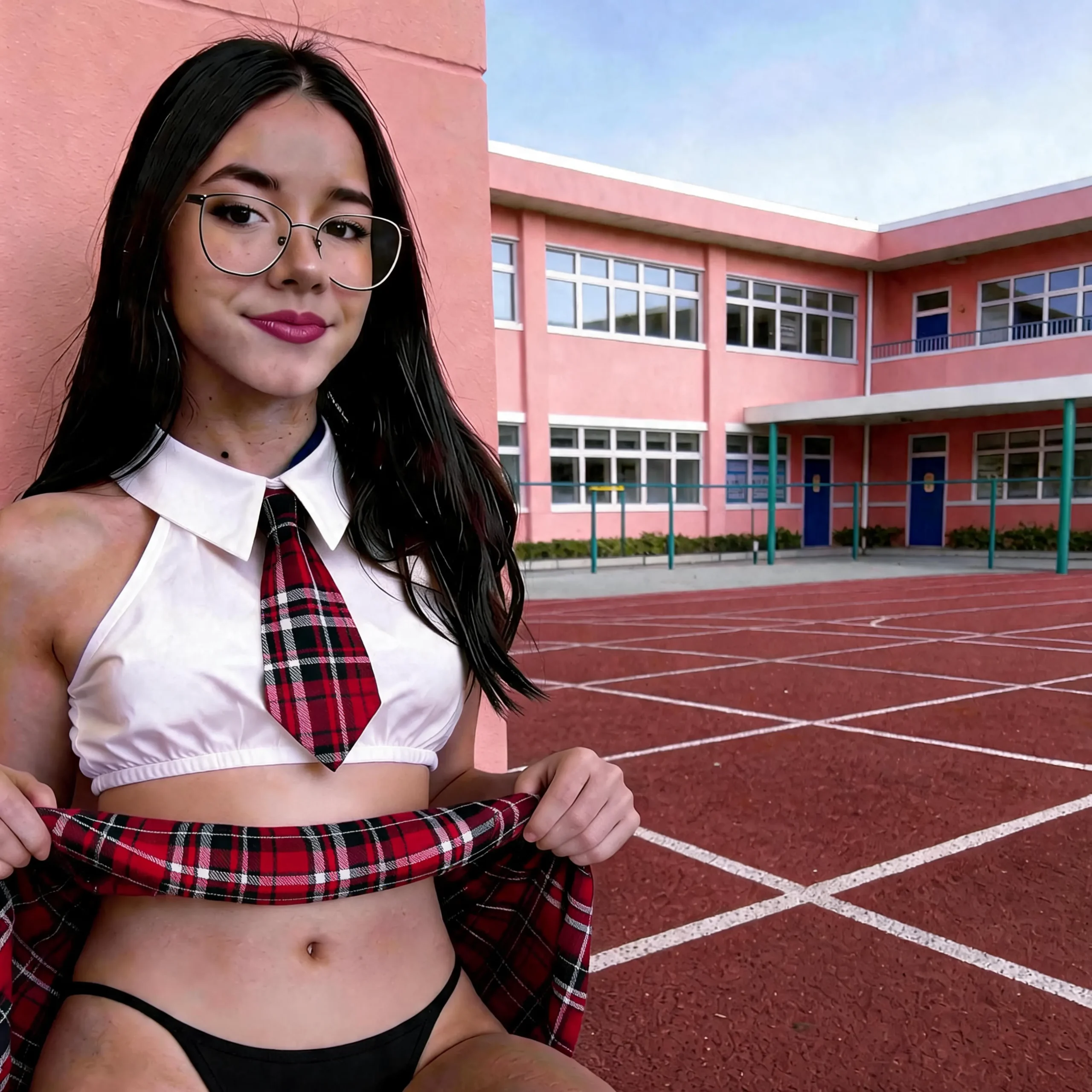 Conjunto de Lencería de Colegiala Sexy - Disfraz Erótico con Falda Escocesa y Top Halter
