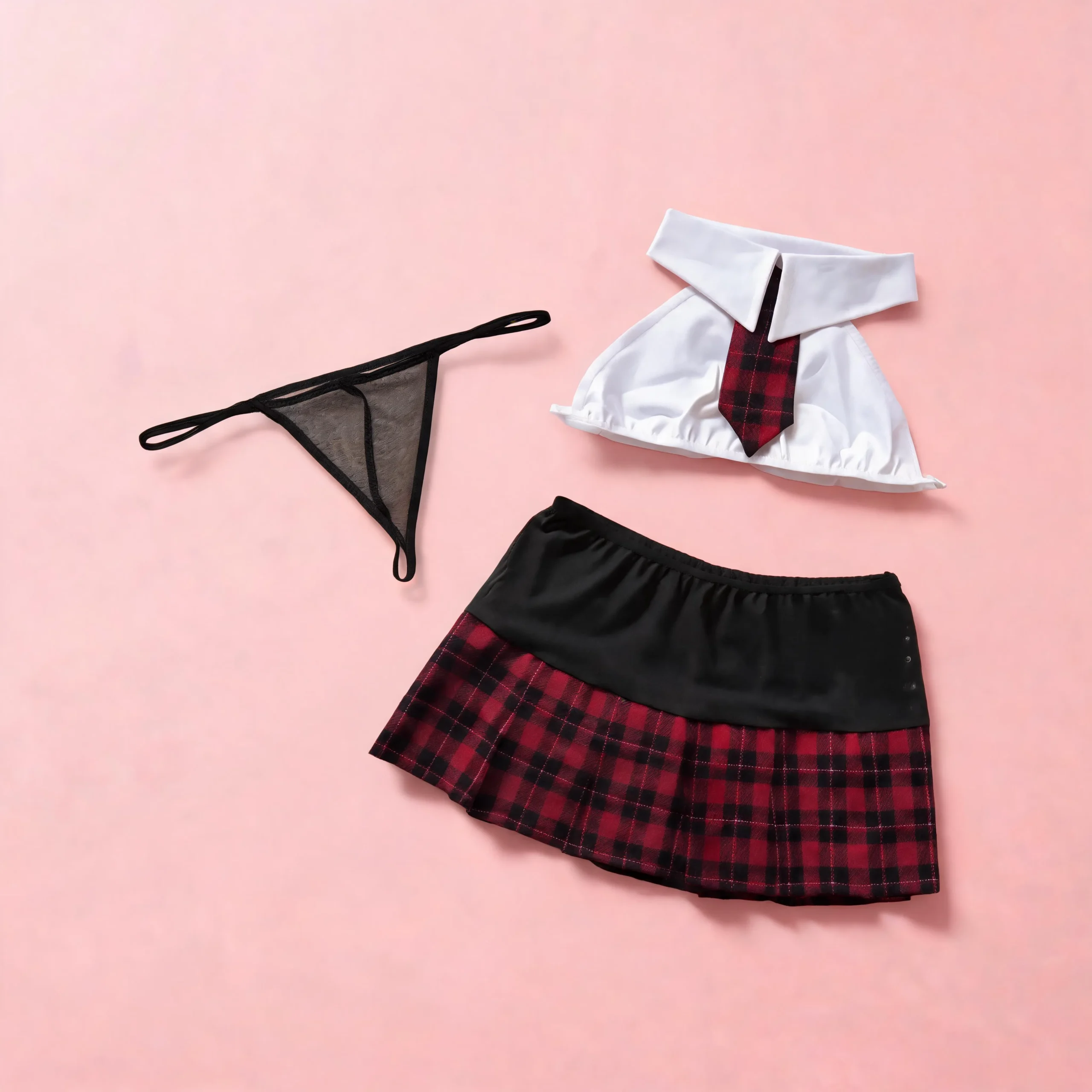 Conjunto de Lencería de Colegiala Sexy - Disfraz Erótico con Falda Escocesa y Top Halter