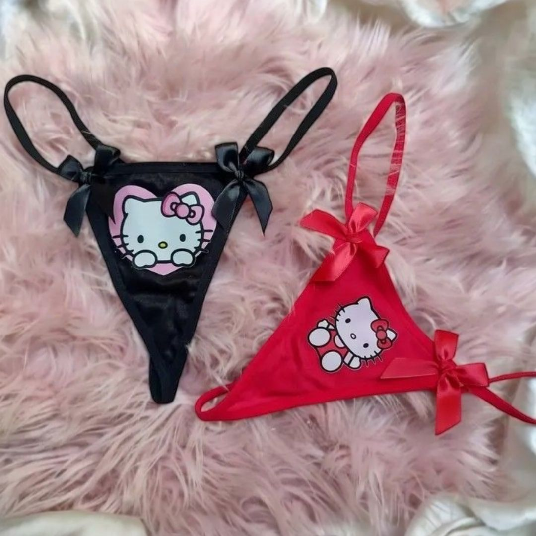 Pack 4 Tangas De Licra Algodón Hello Kitty Con Moños Coquette