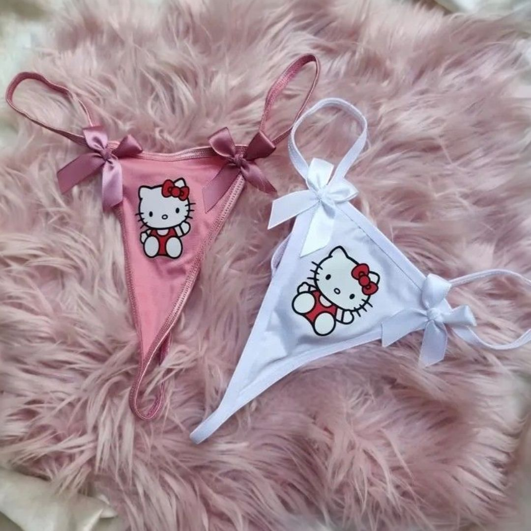 Pack 4 Tangas De Licra Algodón Hello Kitty Con Moños Coquette