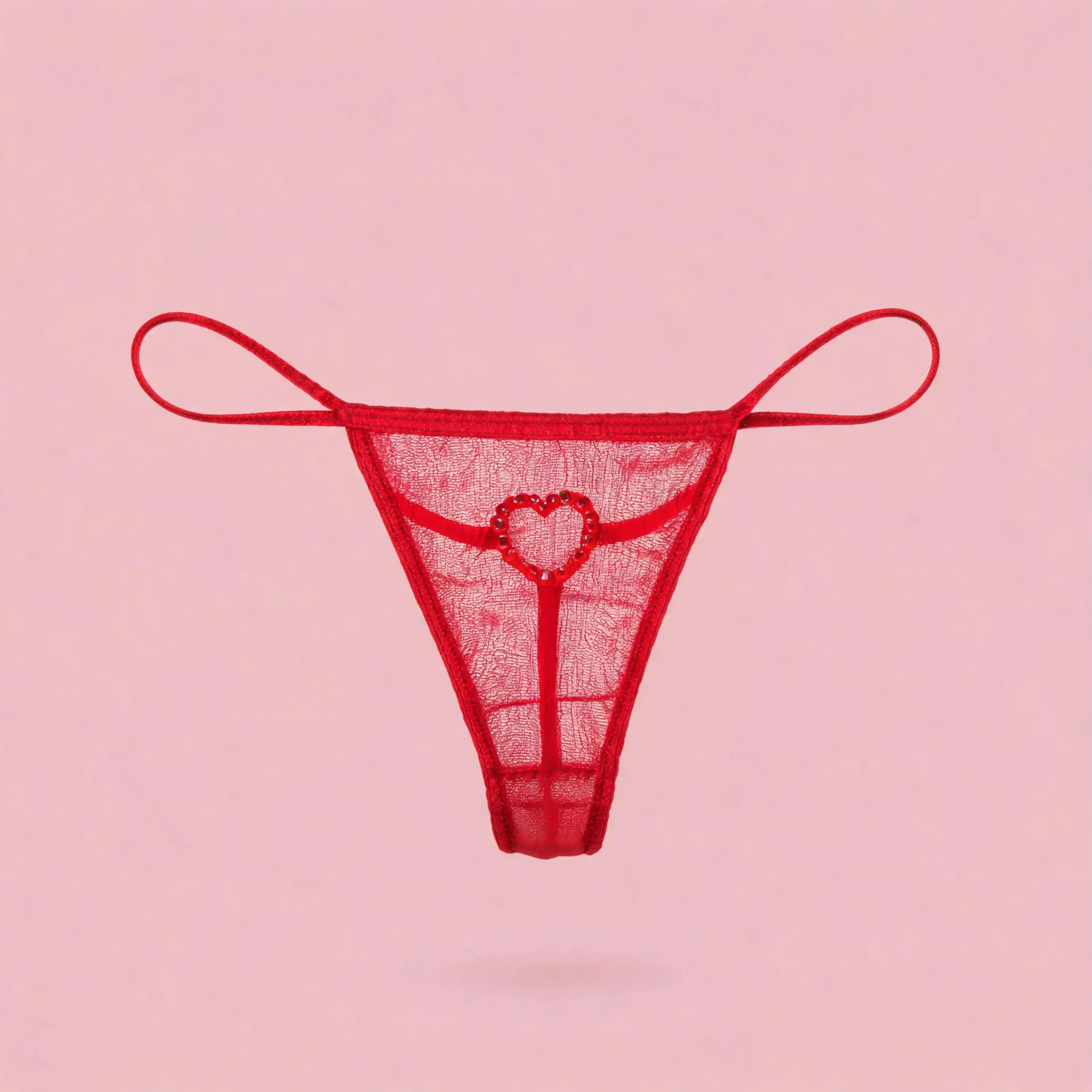 Tanga Sexy De Red Con Dije Corazón Brillante Ajustable Para Mujer