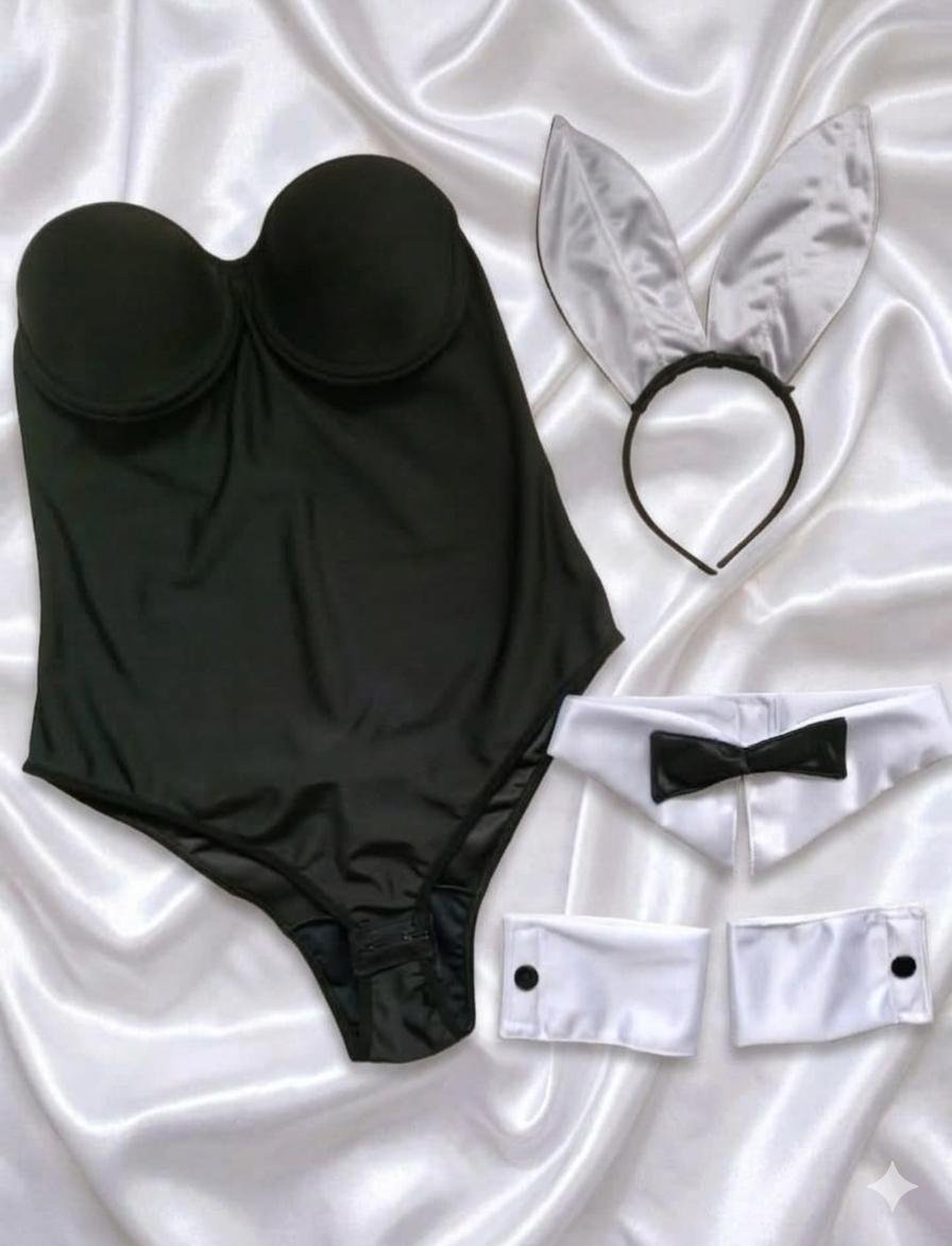 Disfraz de Conejita Clasica Sexy, Conjunto de Body Playboy con Accesorios