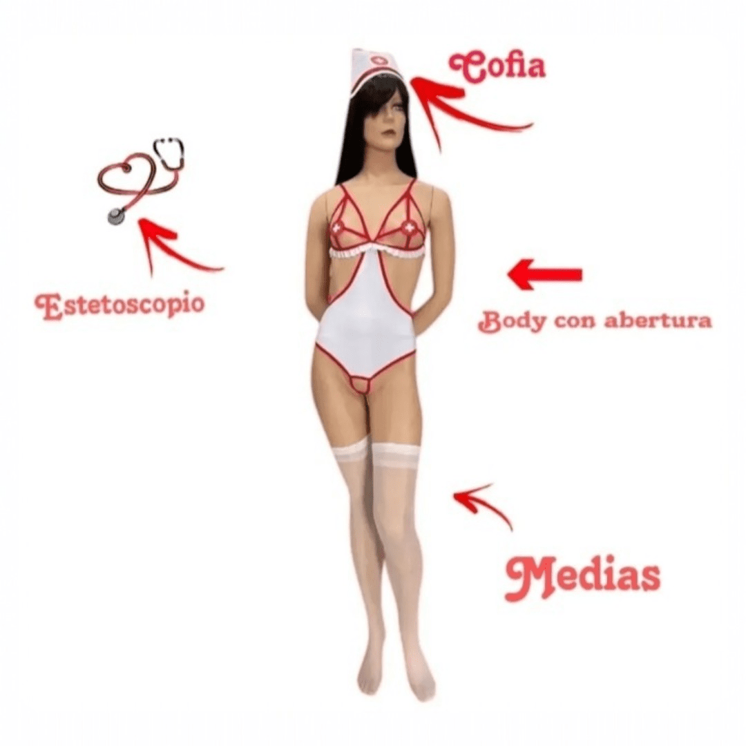 Body de Enfermera Sexy: Lencería Temática para Mujer