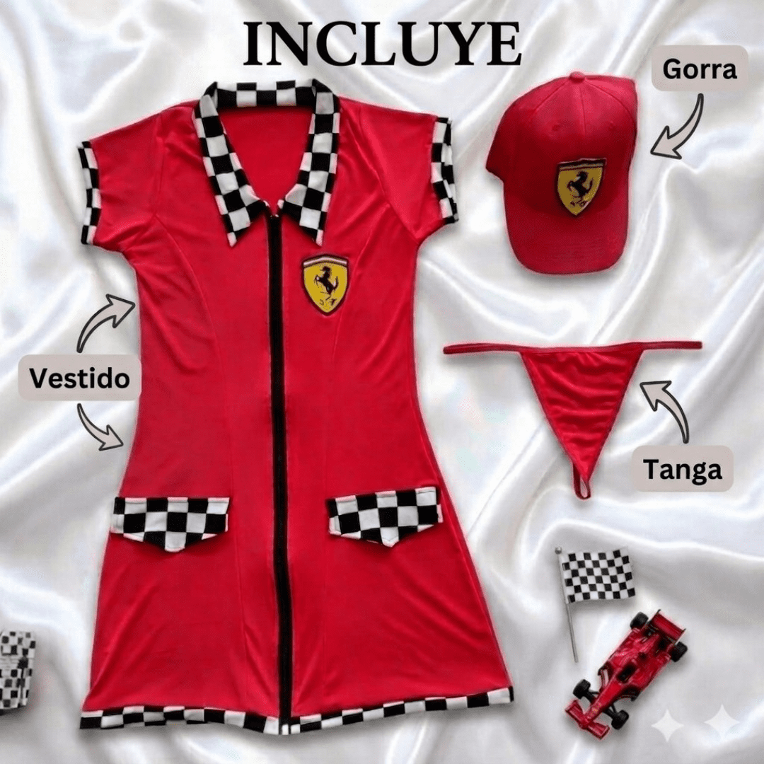 Disfraz De Piloto Carreras F1 Sexy Vestido Ajustado Racing