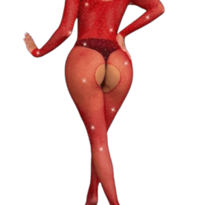 Enterizo Red Body Completo con Brillos y Transparencias
