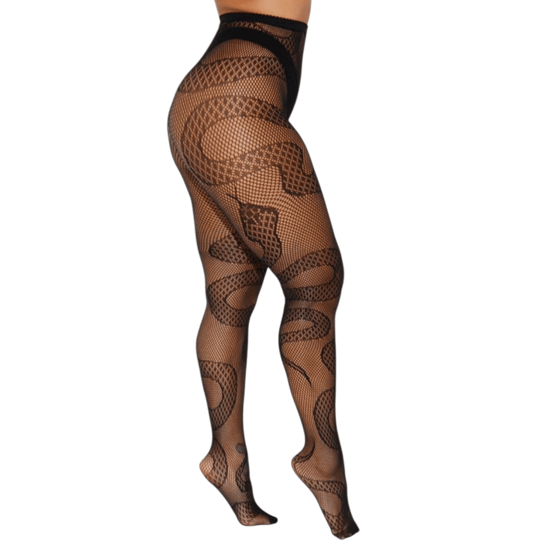 Pantimedias de Red con Estampado de Serpiente – Medias de Malla con Diseño de Vibora