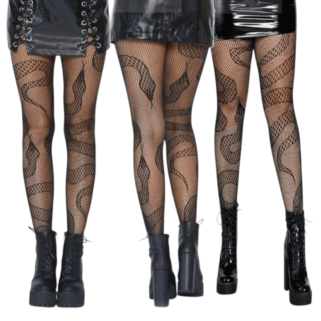 Pantimedias de Red con Estampado de Serpiente – Medias de Malla con Diseño de Vibora