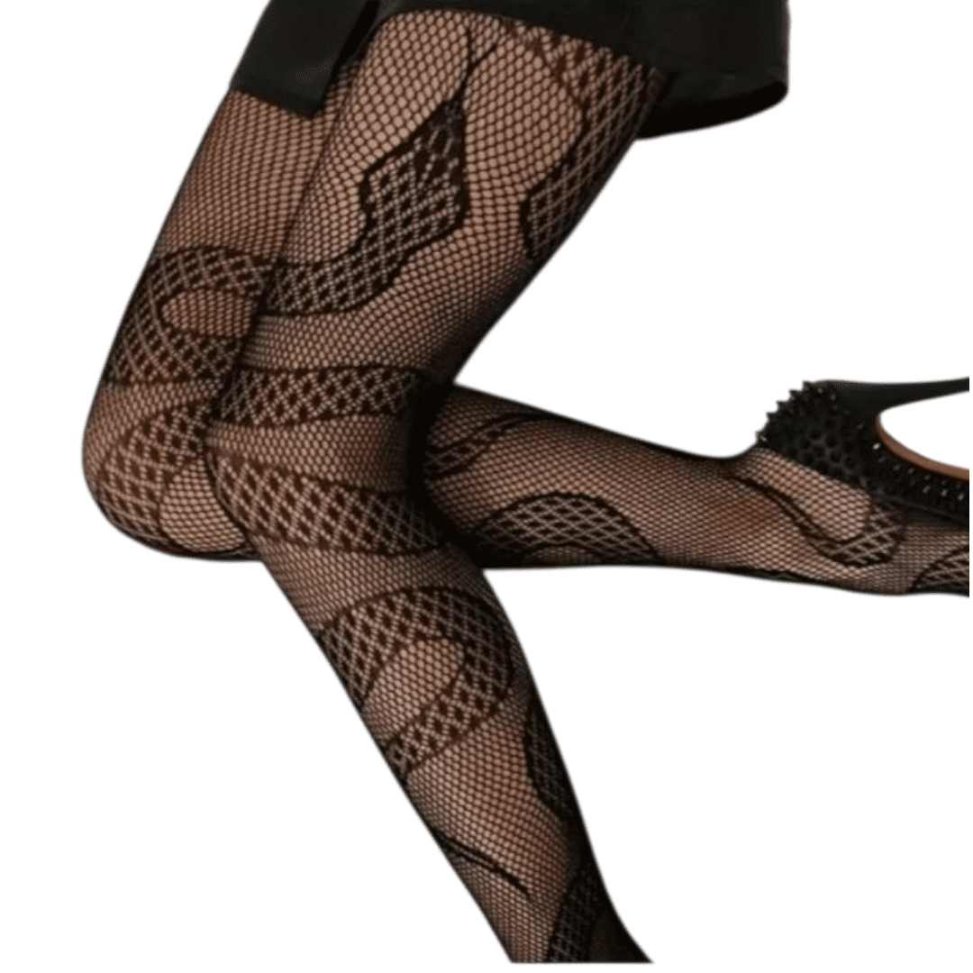 Pantimedias de Red con Estampado de Serpiente – Medias de Malla con Diseño de Vibora