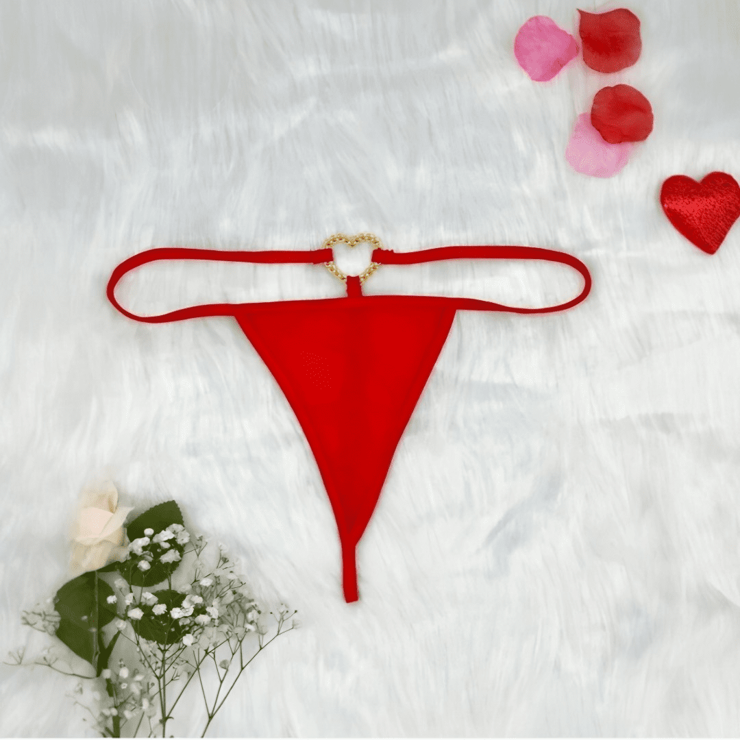 Tanga Sexy De Red Con Dije Corazón Brillante Ajustable Para Mujer