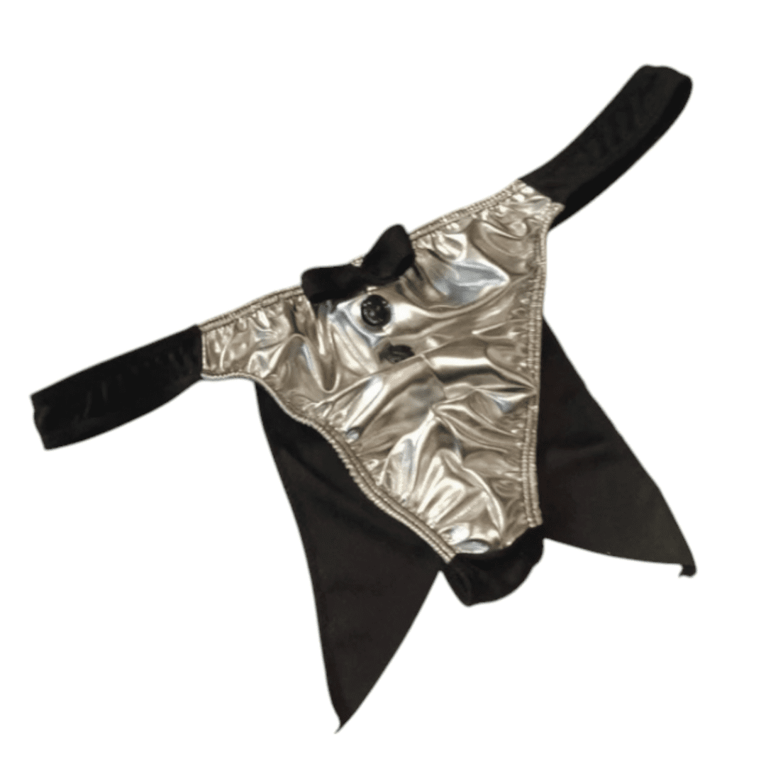 Tanga Sexy Tipo Smoking para Hombre - Disfraz de Mesero y Stripper
