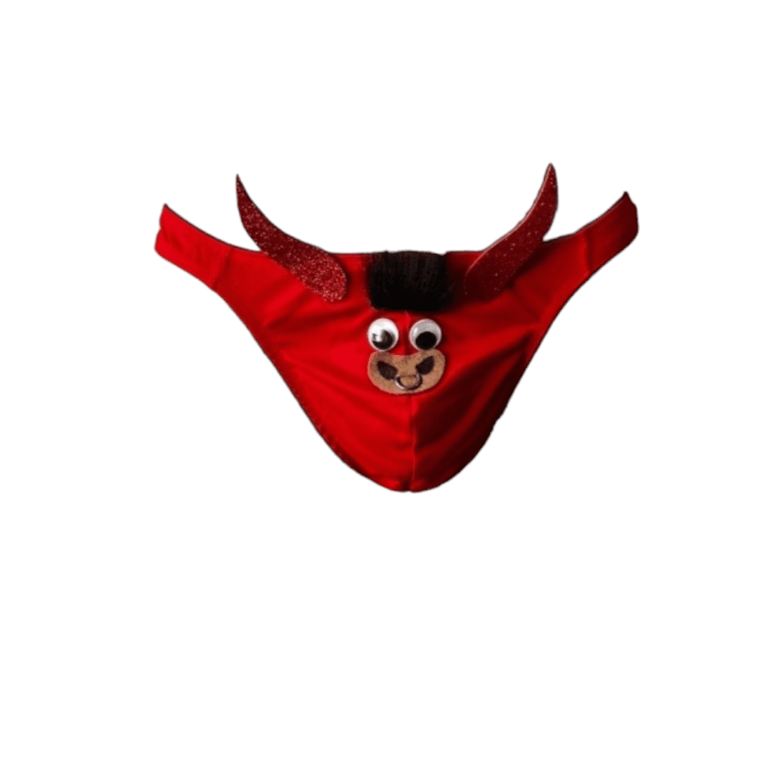 Tanga de Toro "Bravo" con Cuernos Brillantes y Ojos Locos para Hombre