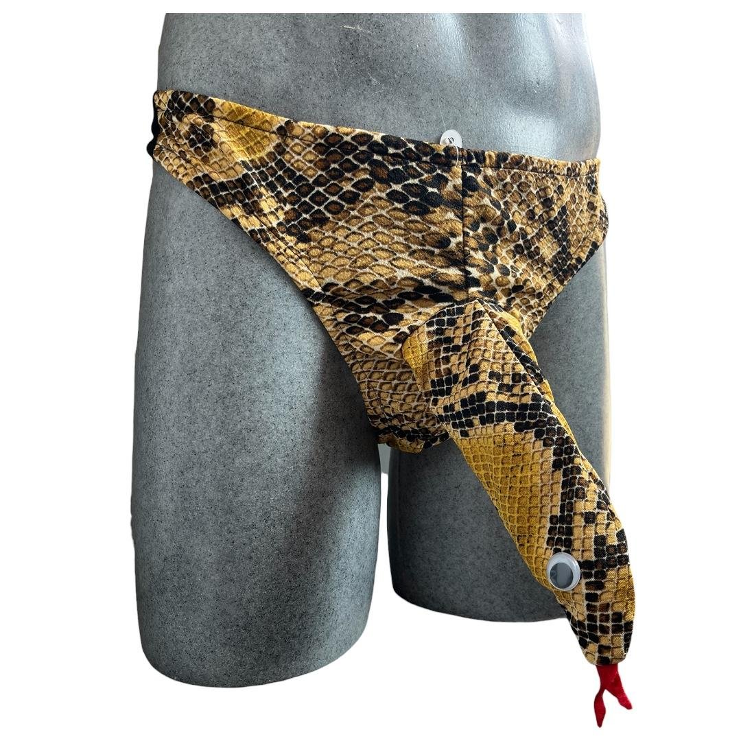 Tanga Sexy de Serpiente para Hombre - Ropa Interior Divertida con Diseño de Víbora y Relieve