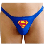 Tanga con Logo de Superman y Capa Trasera-Calzoncillo Tanga Sexy de Superman con Capa - Ropa Interior Divertida para Hombre