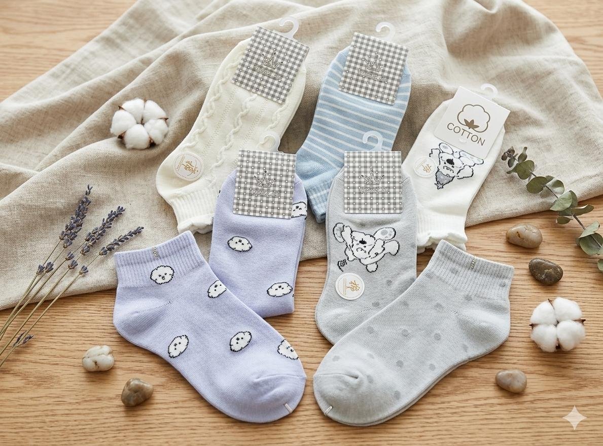 Calcetin para Dama con Estampado de Perritos