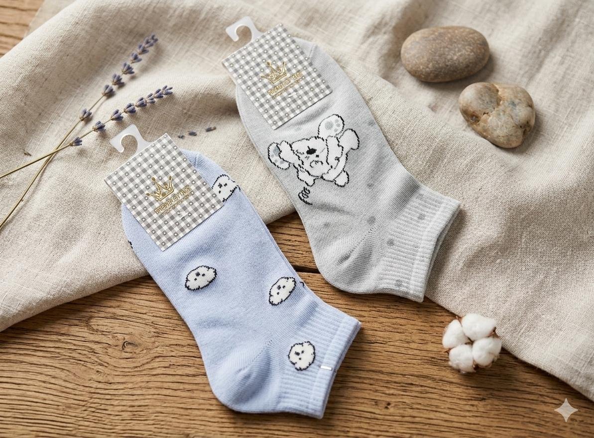 Calcetin para Dama con Estampado de Perritos