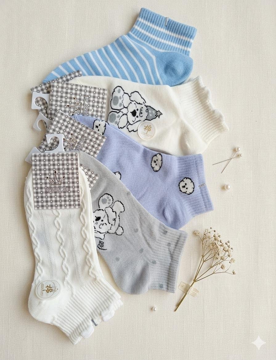 Calcetin para Dama con Estampado de Perritos