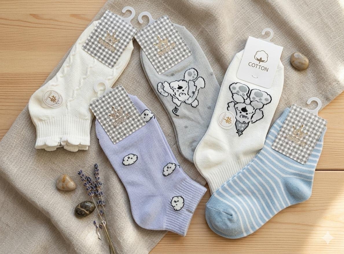 Calcetin para Dama con Estampado de Perritos