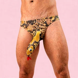 Tanga Sexy de Serpiente para Hombre – Ropa Interior Divertida con Diseño de Víbora y Relieve
