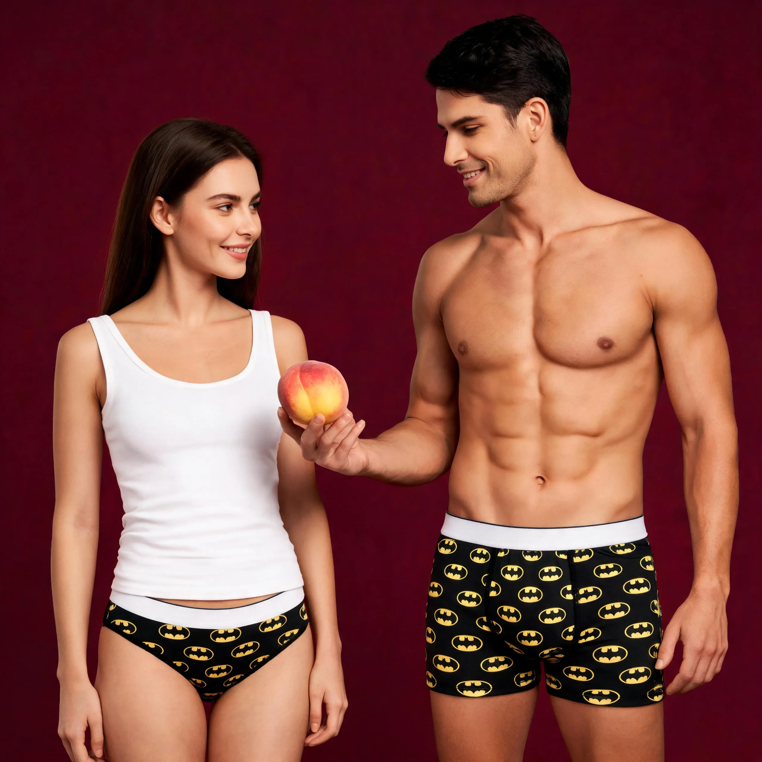 Dúo de Ropa Interior para Parejas Batman - Conjunto de Bóxer y Tanga de Algodón