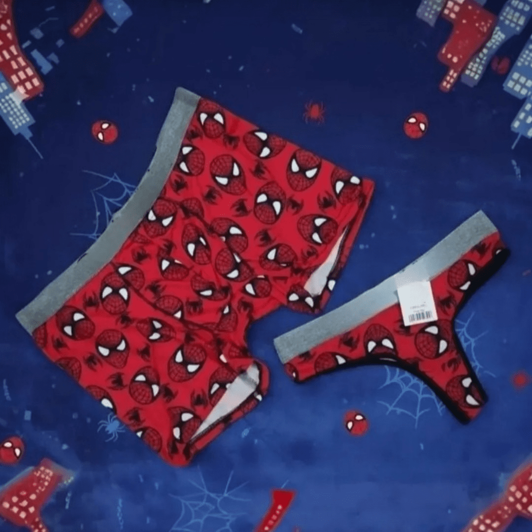 Dúo Ropa Interior Pareja Spiderman Boxer Y Tanga Spider-man