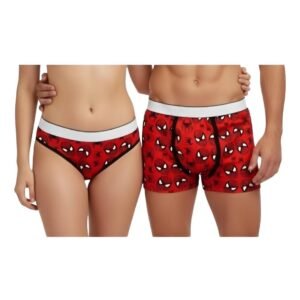 Set Interior Parejas Spiderman Regalo Novios Boxer Y Bikini