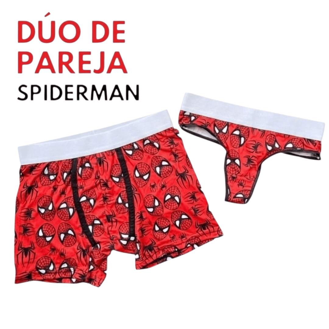 Dúo Ropa Interior Pareja Spiderman Boxer Y Tanga Spider-man