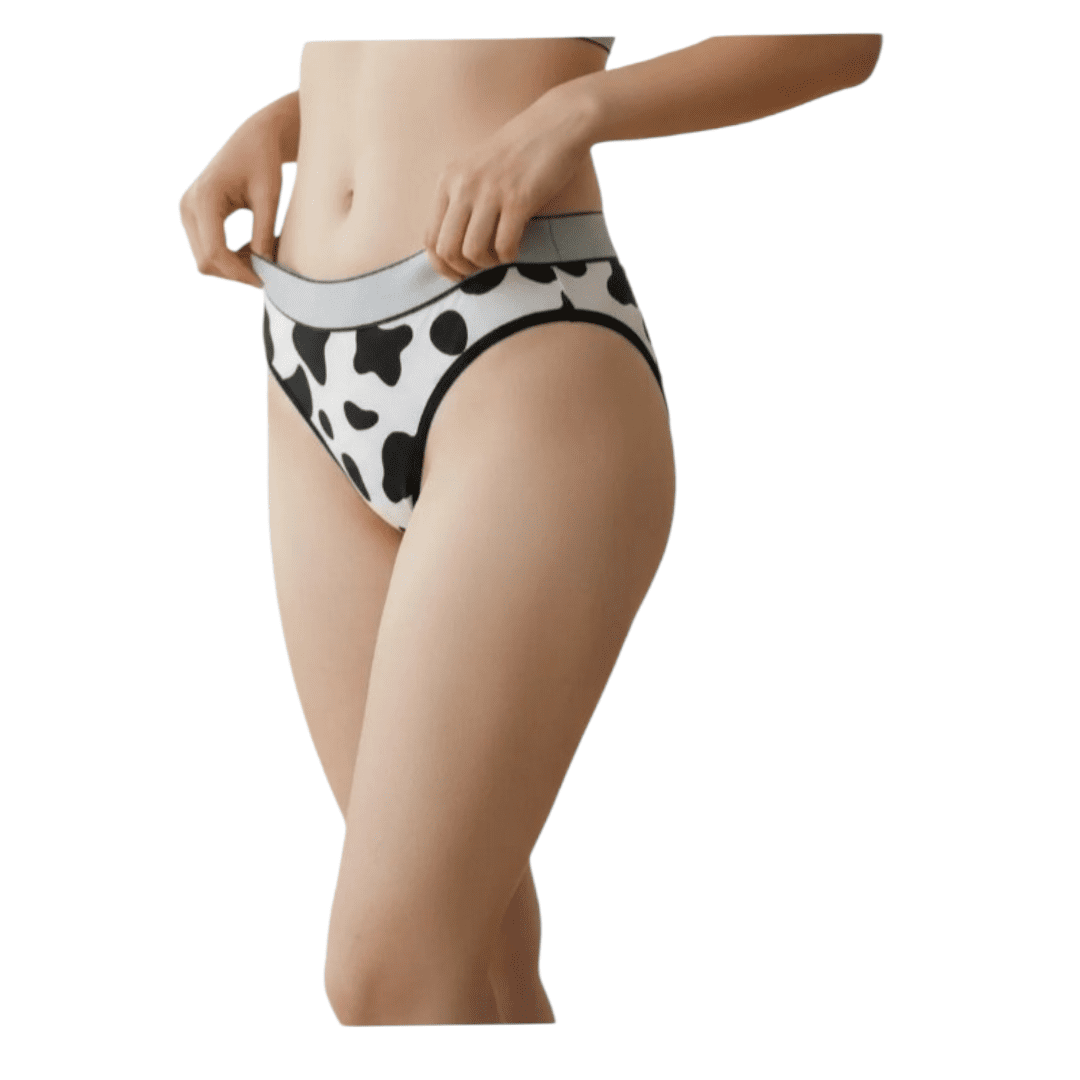 Dúo de Ropa Interior para Pareja - Set de Boxer y Tanga con Estampado de Vaca (Cow Print)