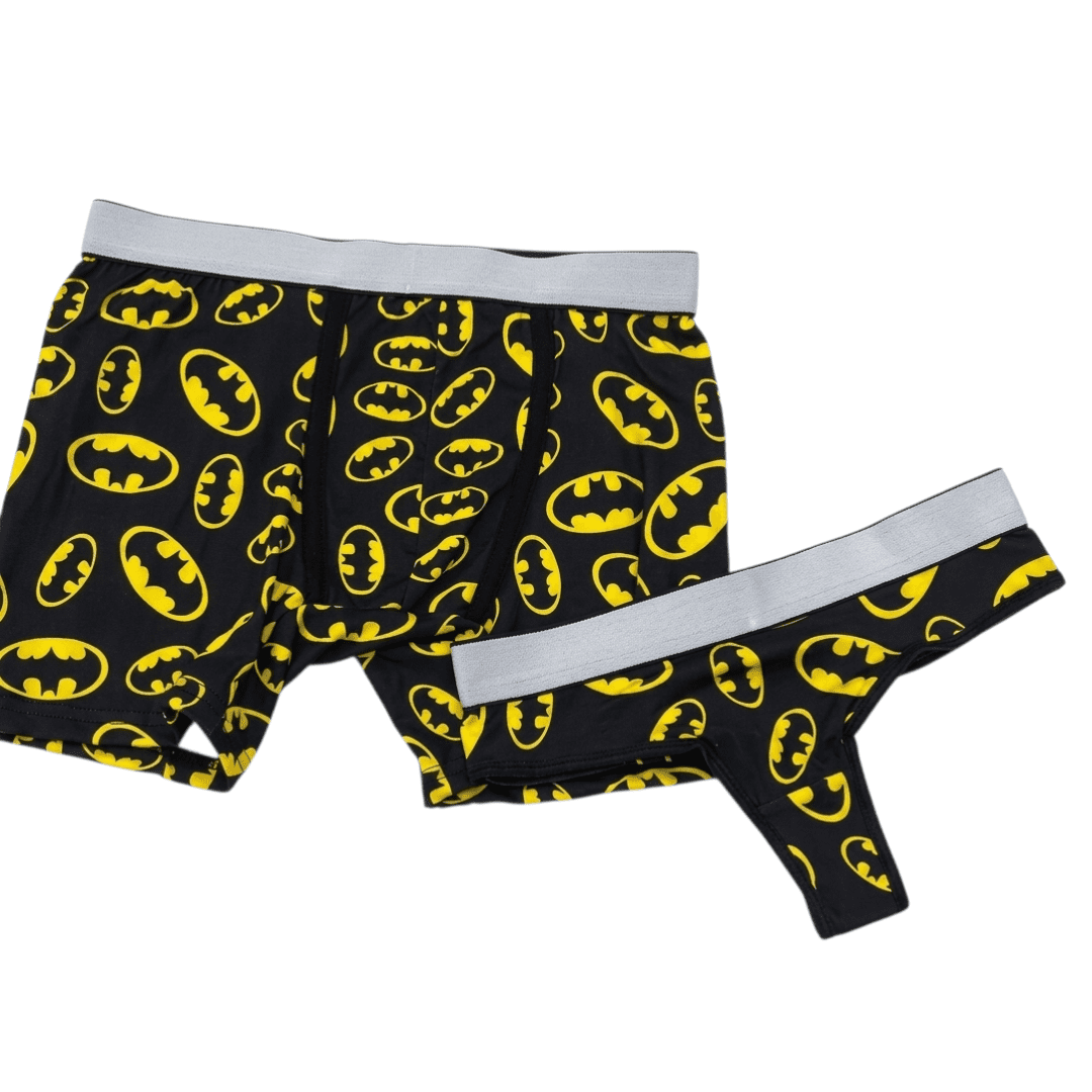 Dúo de Ropa Interior para Parejas Batman - Conjunto de Bóxer y Tanga de Algodón