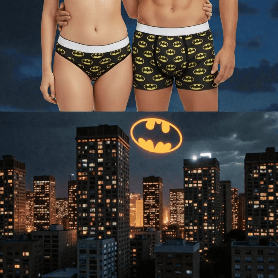 Dúo de Ropa Interior para Parejas Batman - Conjunto de Bóxer y Tanga de Algodón