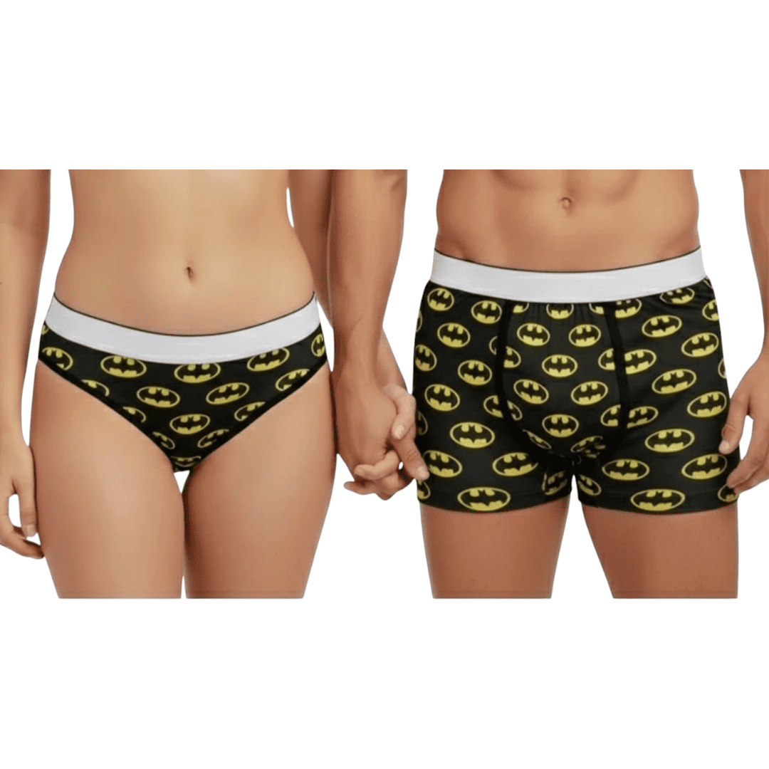 Dúo de Ropa Interior para Parejas Batman - Conjunto de Bóxer y Tanga de Algodón