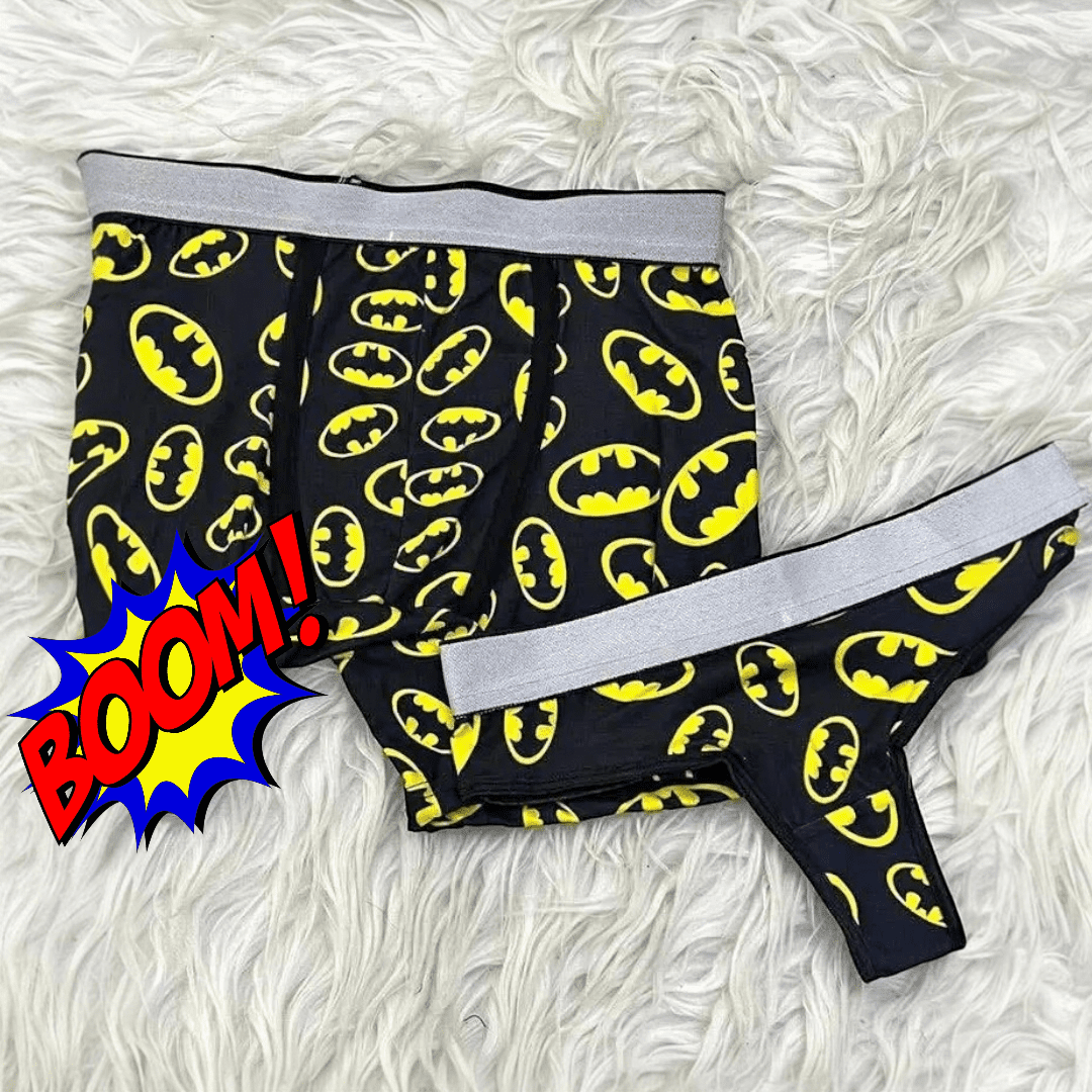 Dúo de Ropa Interior para Parejas Batman - Conjunto de Bóxer y Tanga de Algodón