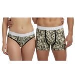 Set de Ropa Interior para Parejas-Boxer y Tanga de Billetes de dolares