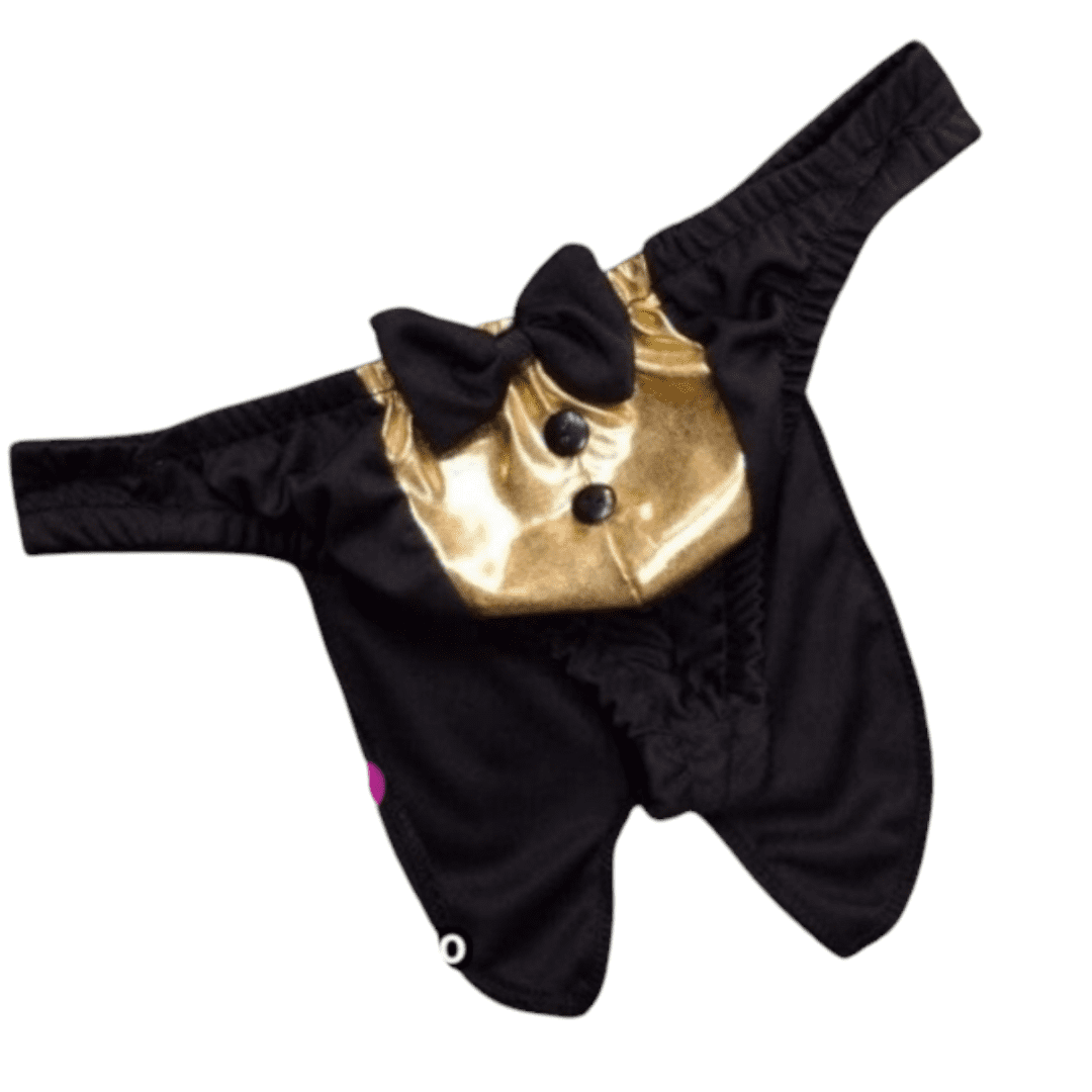Tanga Smoking Hombre Disfraz Mesero Stripper Con Moño Y Cola