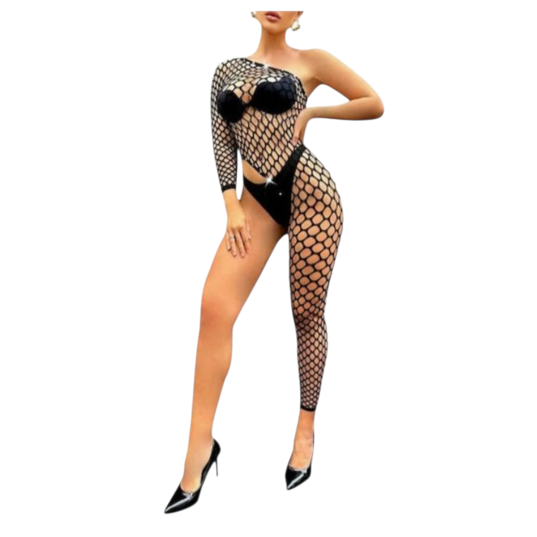 Bodystocking De Red Con Brillos Lencería Sexy Body Malla Enterizo de Red