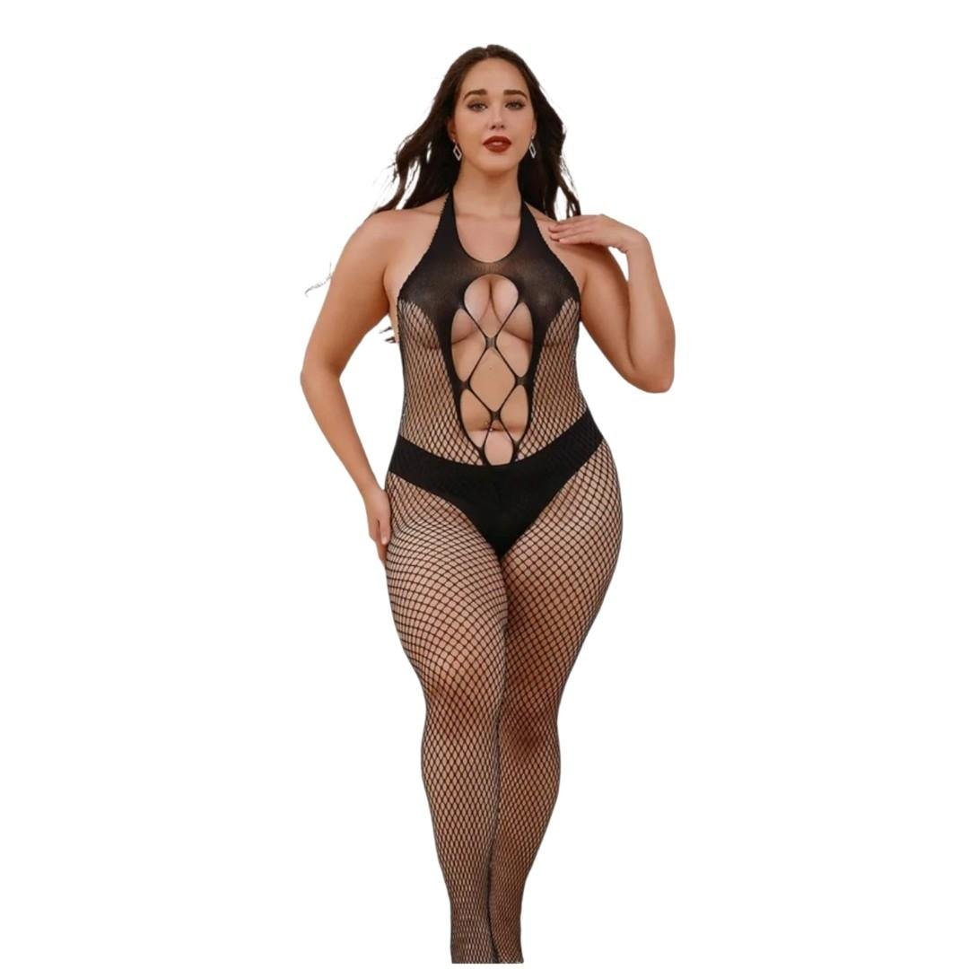 Bodystocking Lencería Talla Extra Sexy Body Red Plus Size