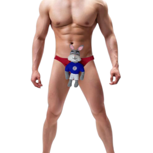 Tanga Novedosa 3D para Hombre Mascota Cruz Azul – Bóxer Atrevido de Conejo