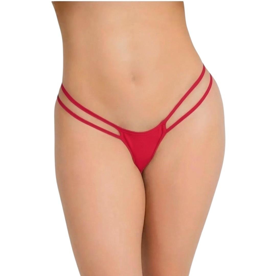Tanga Sexy Para Mujer Mini Tanga De Licra Con Doble Tira Y Moño Coqueto